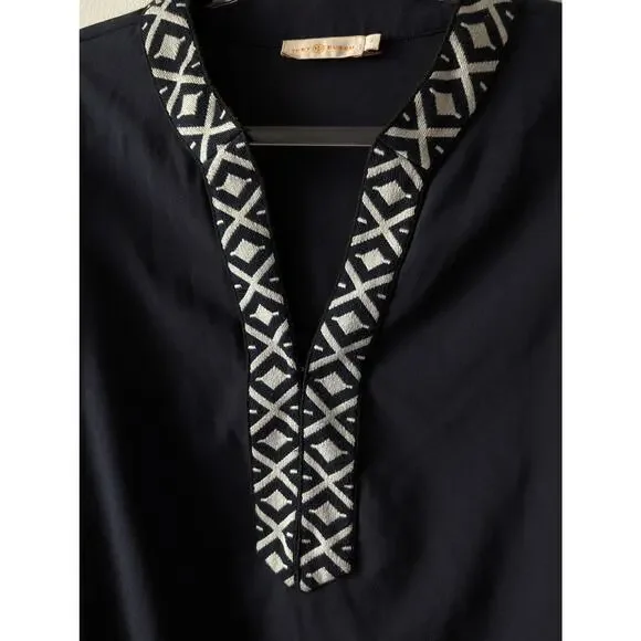 Tory Burch Ariana Tunic Top Blue White Size 2 / XS - Picture 4 of 13